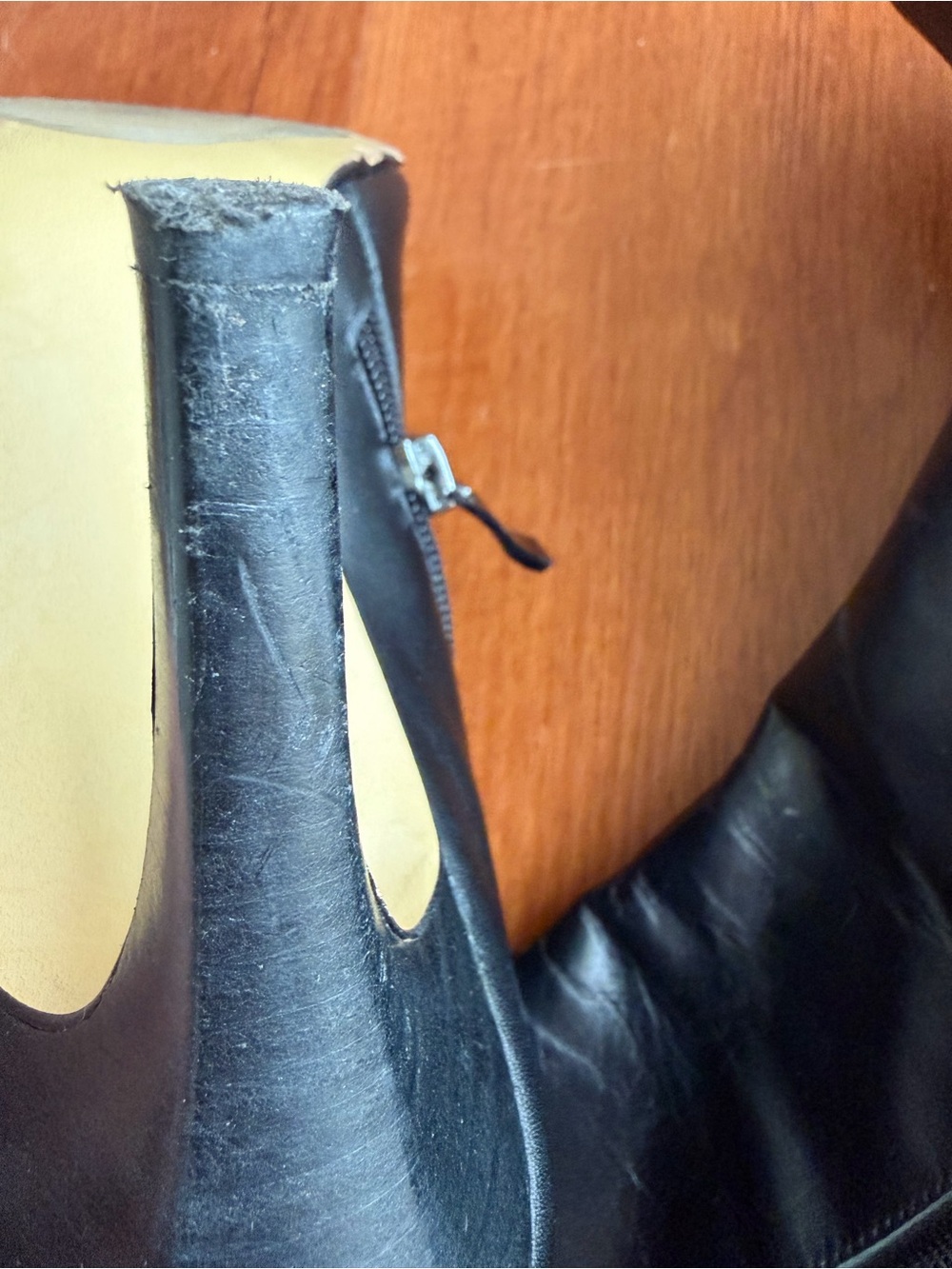 Halogen Black Leather Knee-High Heeled Boots - Picture 16 of 16
